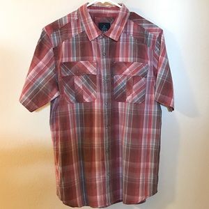Prana Men’s Medium Plaid Snap Short Sleeve